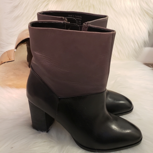 Aldo New Black and gray leather block heel boot - Picture 2 of 4